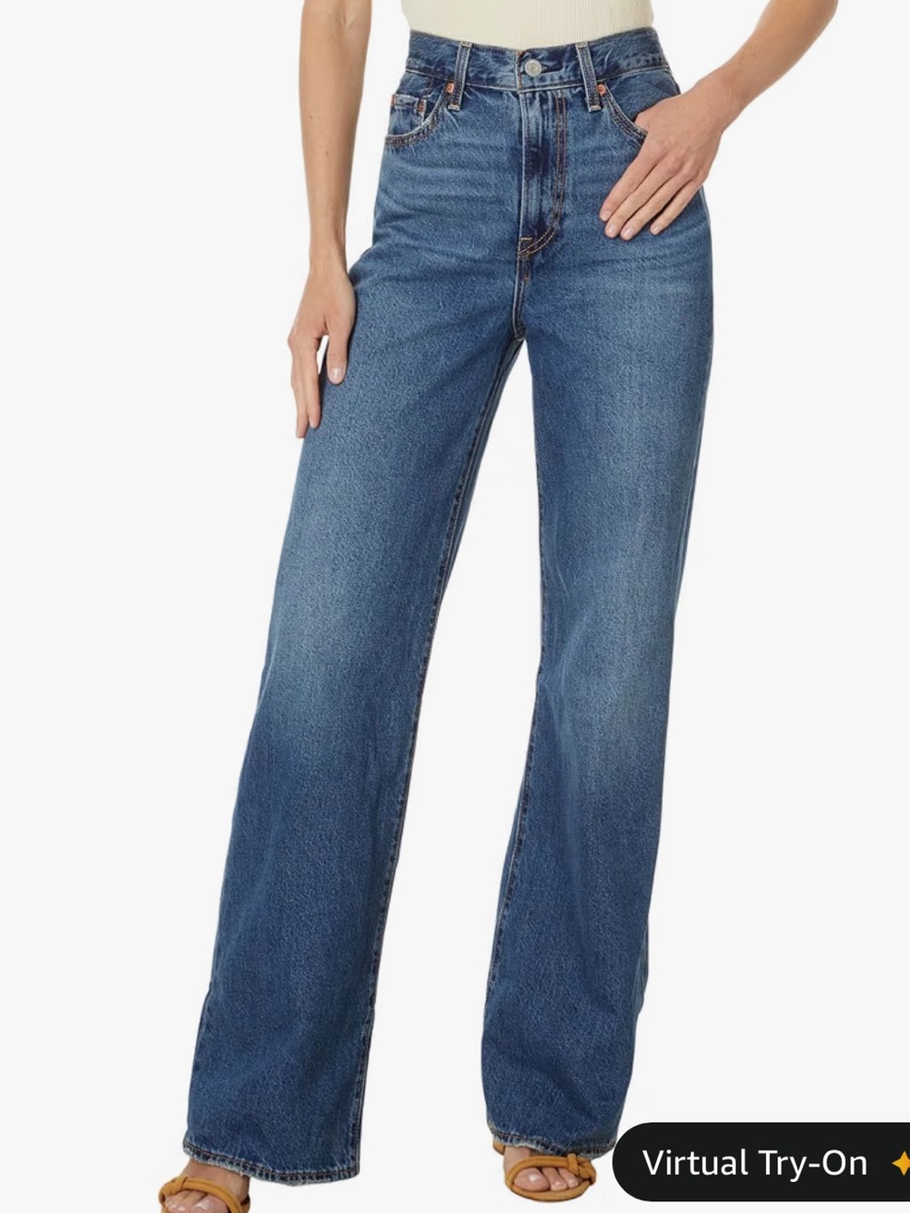 Nwot LEVIS Ribcage wide leg high waisted jeans 24 polar perimeter denim